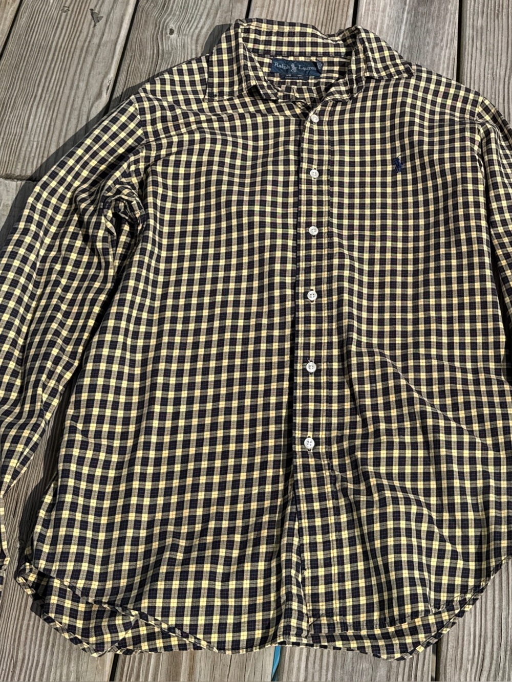 Ralph Lauren Custom Fit Long Sleeve Button Down Plaid Yellow/Black/Red Size M